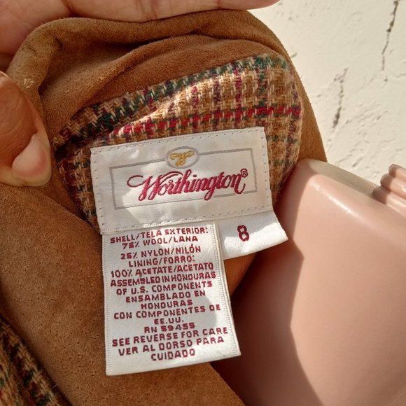 Vintage Wool Blend Brown Plaid Blazer - Picture 8 of 8